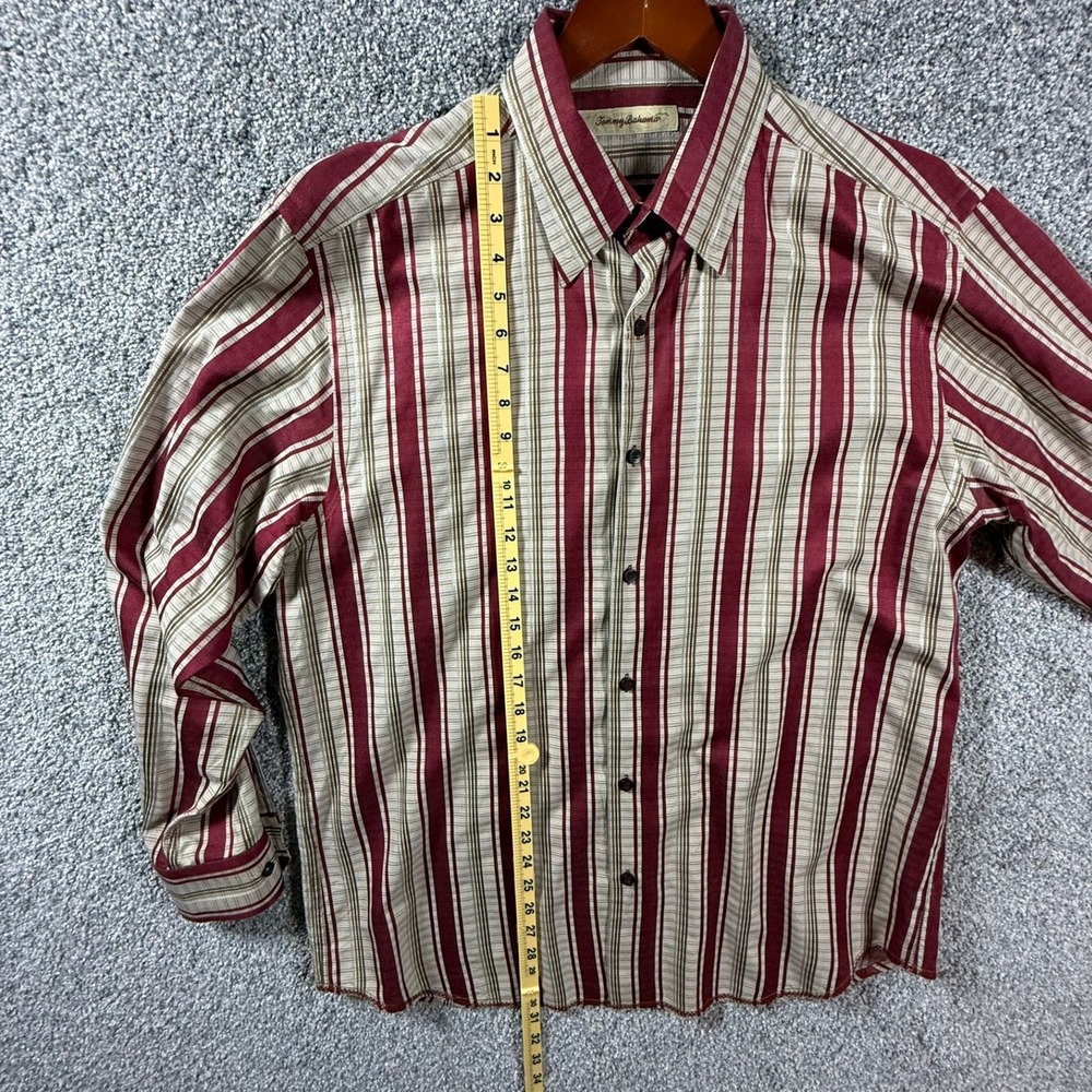 Vintage Tommy Bahama Silk Cotton Striped Button Up Shirt Men's Large L LS - Picture 7 of 14